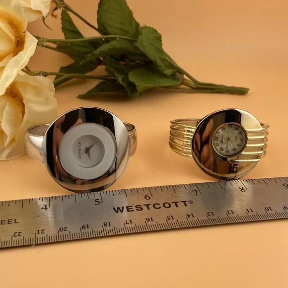 GENEVA Cuff Watches 2 - 1 Gold & 1 Silver - Picture 8 of 8